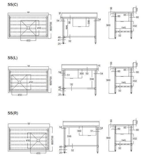 Simco SS1709 - Stainless Steel Sink Bench with Splashback 900 x 700mm - image 2