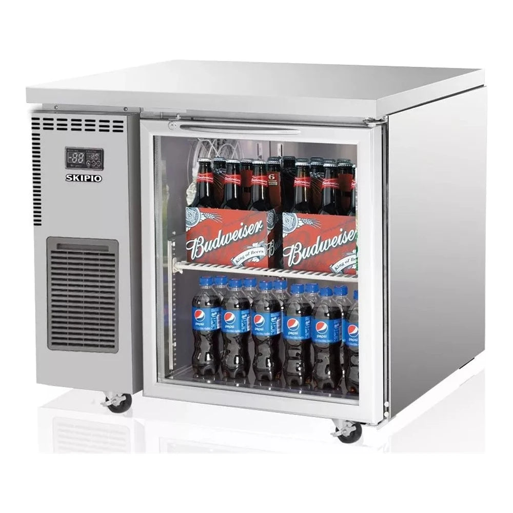 Skipio SGR9-1 - 1 Glass Door Underbench Fridge - 179 Litres