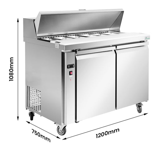FED Thermaster SLB120 - Two Door Sandwich & Salad Bench Fridge 1200mm 270L - image 2