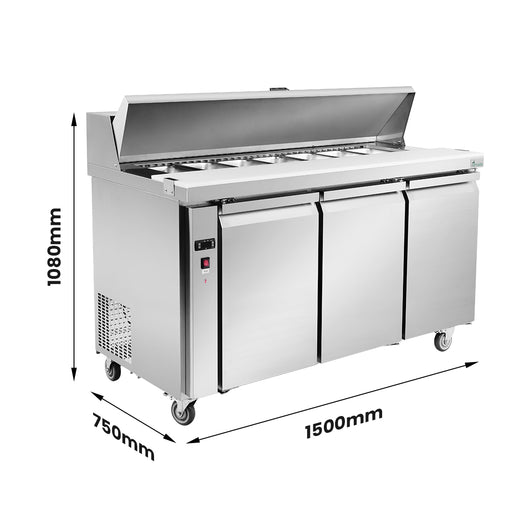 FED Thermaster SLB150 - Three Door Sandwich & Salad Bench Fridge 1500mm 340L - image 2