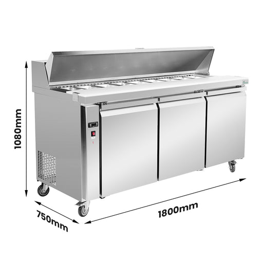 FED Thermaster SLB180 - Three Large Door Sandwich & Salad Bench Fridge 1800mm 390L - image 2