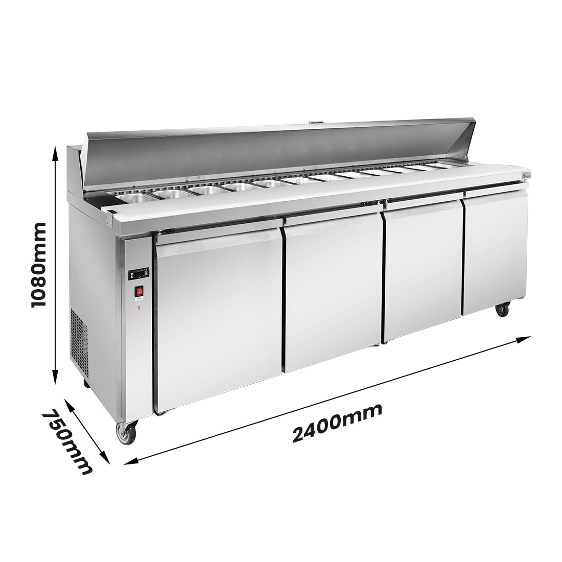 FED Thermaster SLB240 - Four Door Sandwich & Salad Bench Fridge 2400mm 525L - image 2