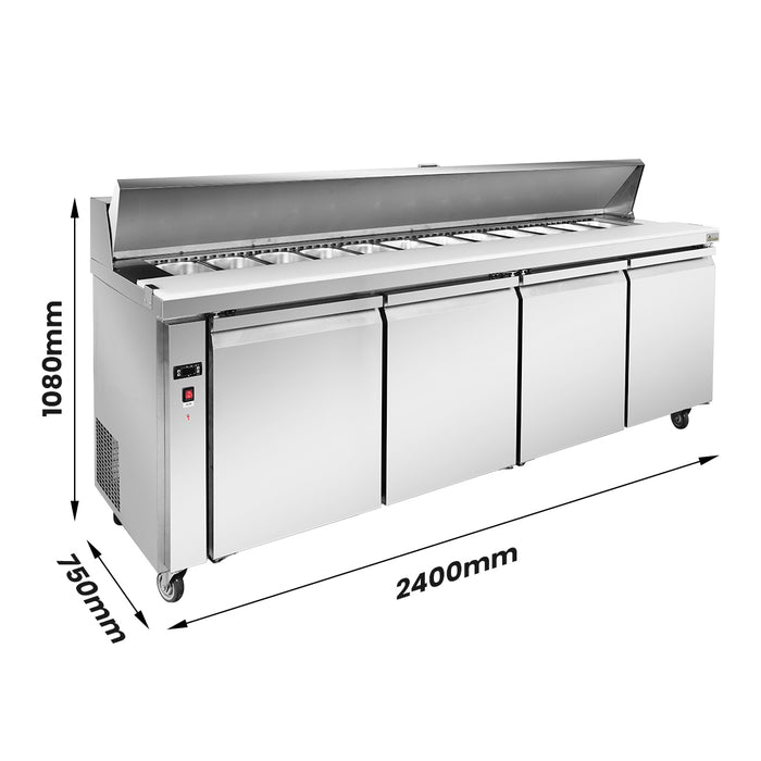 FED Thermaster SLB240 - Four Door Sandwich & Salad Bench Fridge 2400mm 525L - image 2