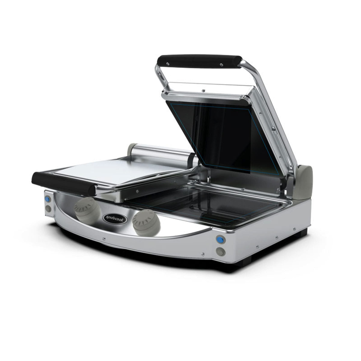 Spidocook SPE-SP020P / SPE-SP020 - Spidoglass Sandwich Press, Double, Black Smooth Glass, 2 x 250 x 250mm