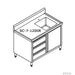 Modular Systems SC-7-1200R-H - Stainless Steel Sink Cabinet with Doors & Drawers, Right Sink 1200 x 700mm