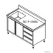 Modular Systems SC-7-1500L-H - Stainless Steel Sink Cabinet with Doors & Drawers, Left Sink 1500 x 700mm