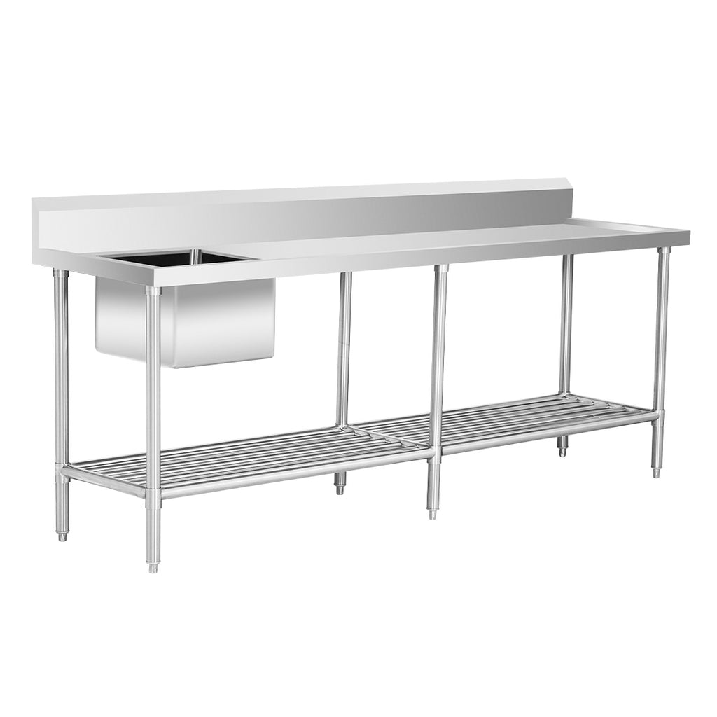 Modular Systems SSB6-2400L/A - Premium Stainless Steel Single Sink Bench, Left Bowl, 2400 x 600mm