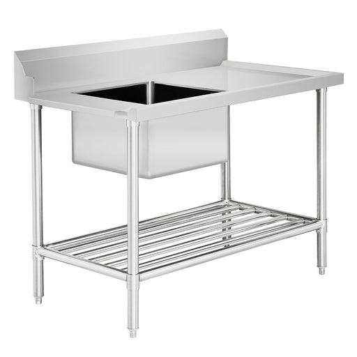 Modular Systems SSBD7-1200L/A - Premium Stainless Steel Dishwasher Inlet Bench with Single Sink, Left Hand 1200 x 700mm