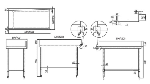 Simco WST6060 - Stainless Steel Dishwasher Outlet Bench 600 x 600mm - image 2