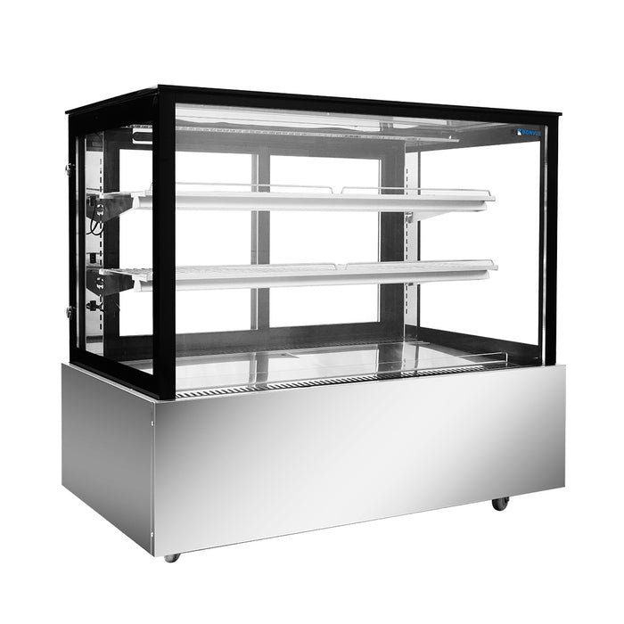Bonvue FED SSU120-2XB - 1200mm Black Trim Square Glass Cake Display - image 3