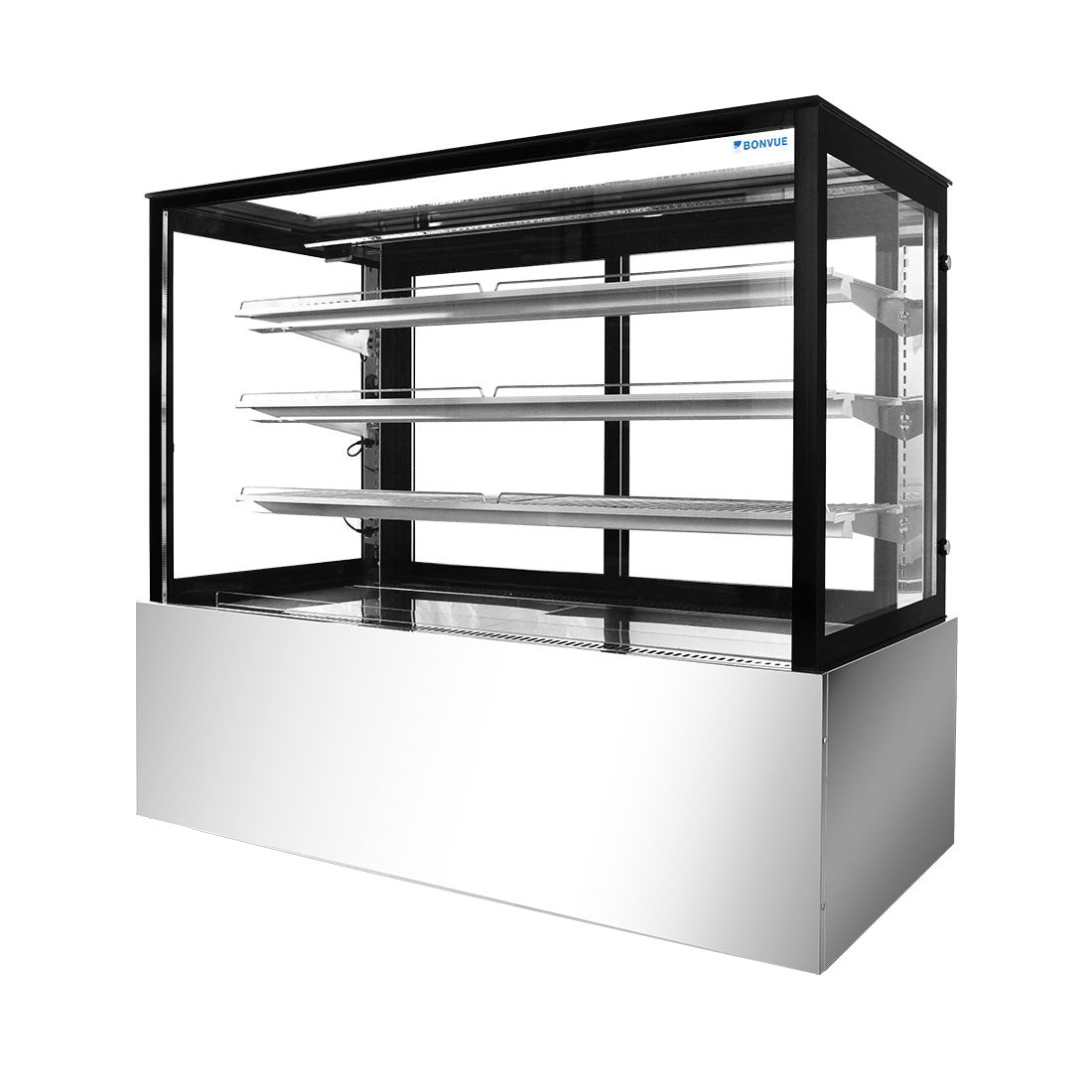 Bonvue FED SSU120-2XB - 1200mm Black Trim Square Glass Cake Display - image 2
