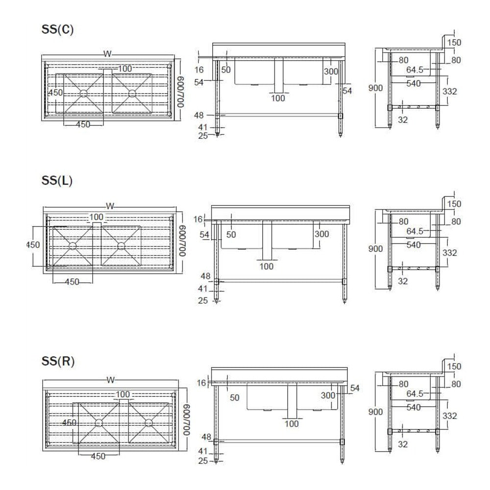 Mixrite SS2712 - Stainless Steel Double Sink Bench 1200 x 700mm