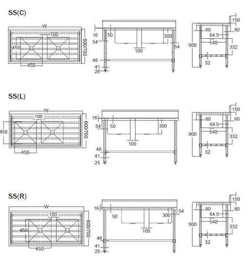 Simco SS2724 - Stainless Steel Double Sink Bench 2400 x 700mm