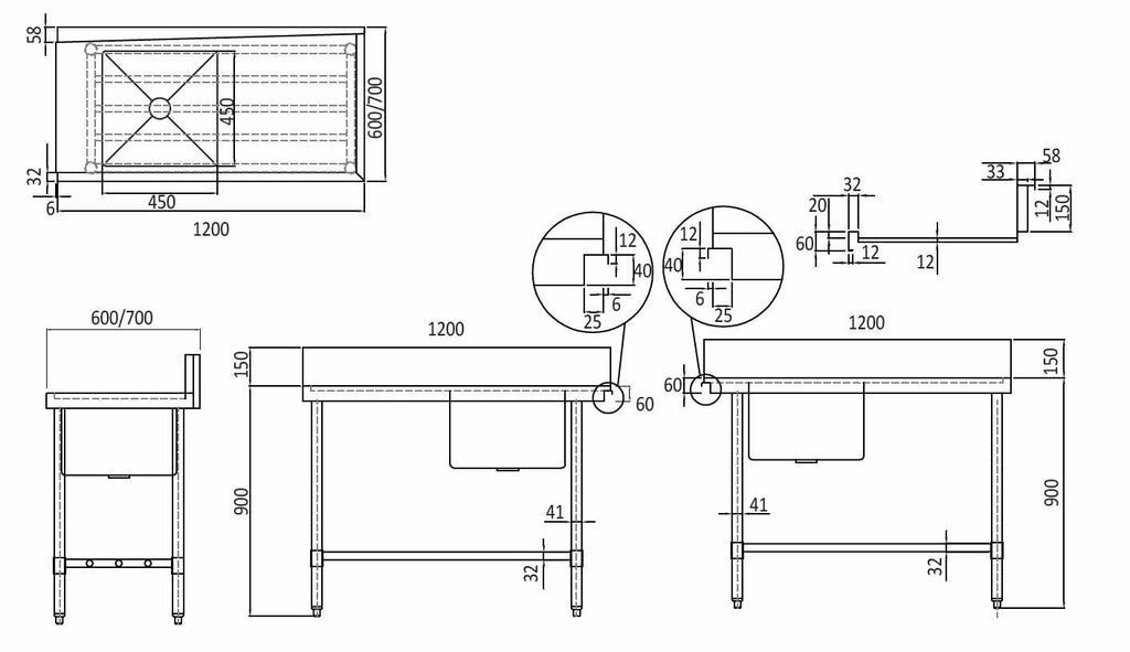 Mixrite WSS16120 - Dishwasher Inlet Bench with Single Sink 1200 x 600mm - image 5