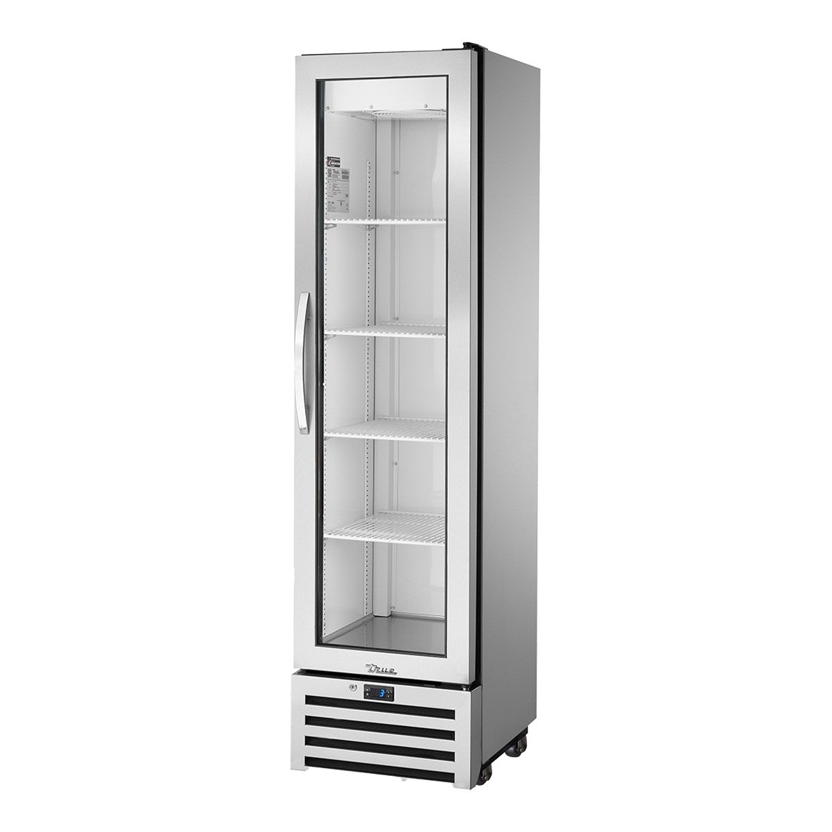 True T-11G-HC - 1 Glass Door Super Slimline Upright Fridge 487mm 186L