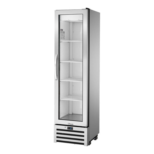 True T-11G-HC - 1 Glass Door Super Slimline Upright Fridge 487mm 186L