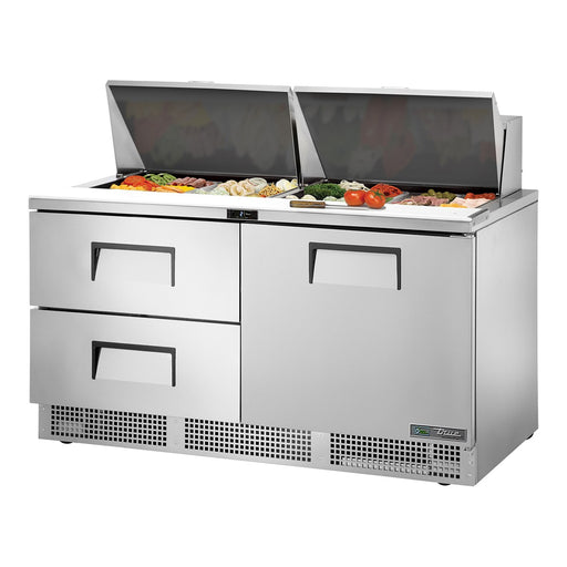True TFP-64-24M-D-2-HC - 24 x 1/6 Pan Mega Top Salad Prep Fridge, 2 Drawer + 1 Door 1629mm