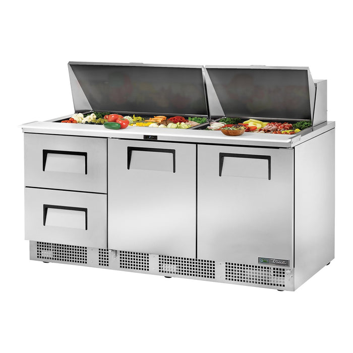 True TFP-72-30M-D-2-HC - 30 x 1/6 Pan Mega Top Salad Prep Fridge, 2 Drawer + 2 Door 1832mm