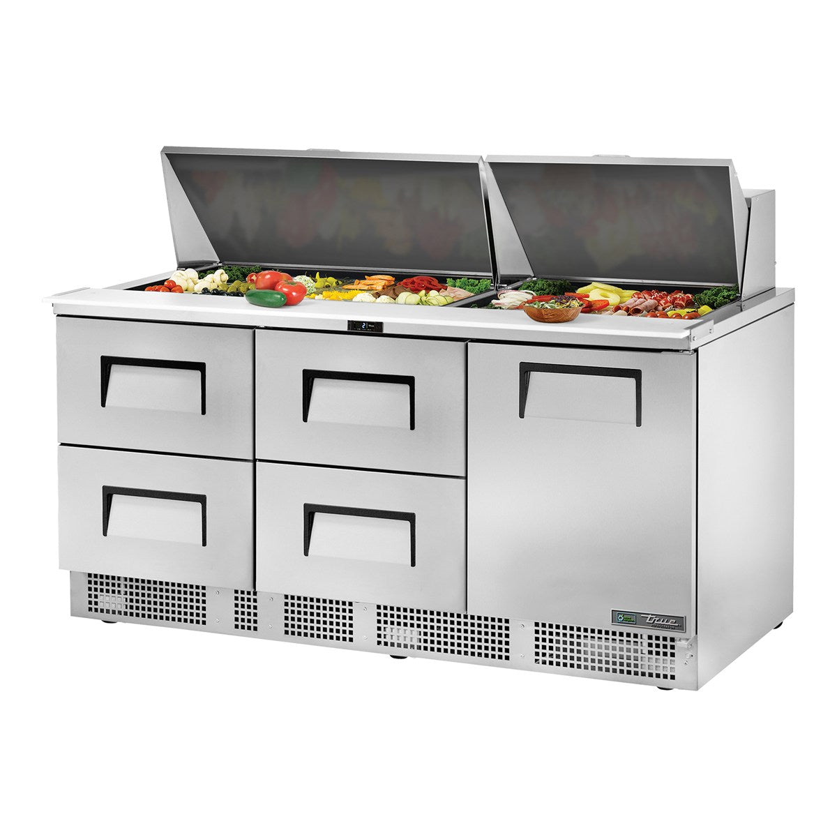 True TFP-72-30M-D-4-HC - 30 x 1/6 Pan Mega Top Salad Prep Fridge, 4 Drawer + 1 Door 1832mm