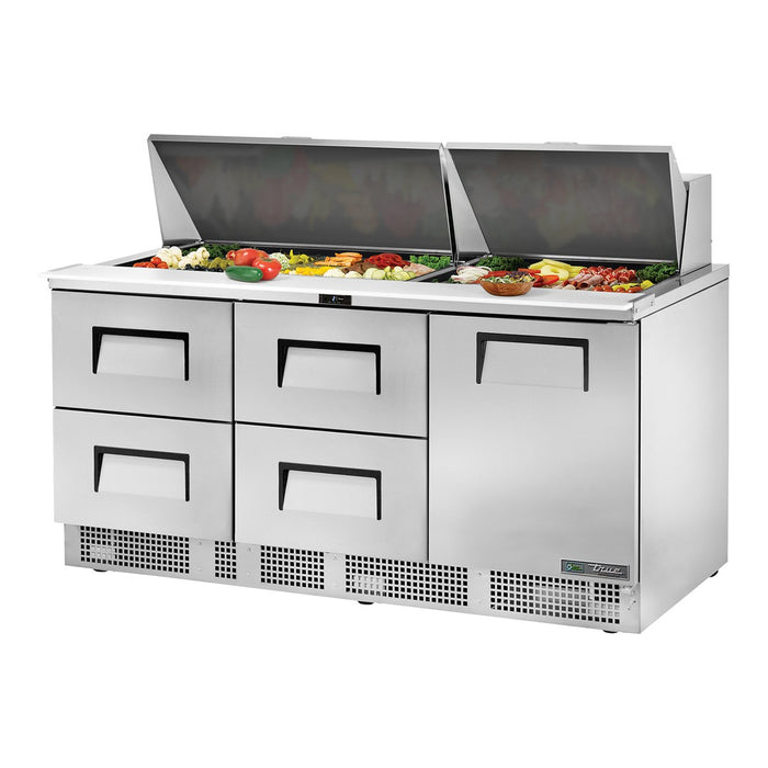 True TFP-72-30M-D-4-HC - 30 x 1/6 Pan Mega Top Salad Prep Fridge, 4 Drawer + 1 Door 1832mm