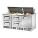 True TFP-72-30M-D-4-HC - 30 x 1/6 Pan Mega Top Salad Prep Fridge, 4 Drawer + 1 Door 1832mm