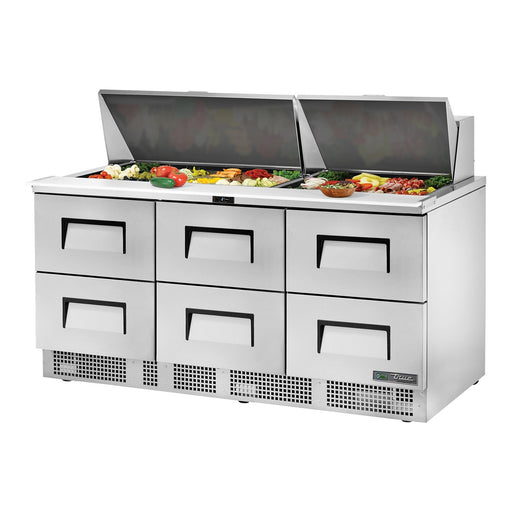 True TFP-72-30M-D-6-HC - 30 x 1/6 Pan Mega Top Salad Prep Fridge, 6 Drawer 1832mm