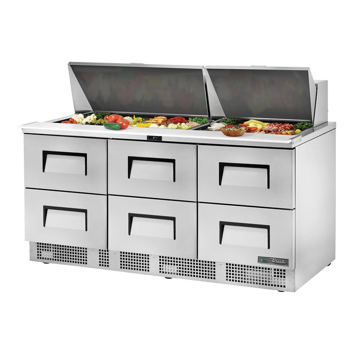 True TFP-72-30M-D-6-HC - 30 x 1/6 Pan Mega Top Salad Prep Fridge, 6 Drawer 1832mm