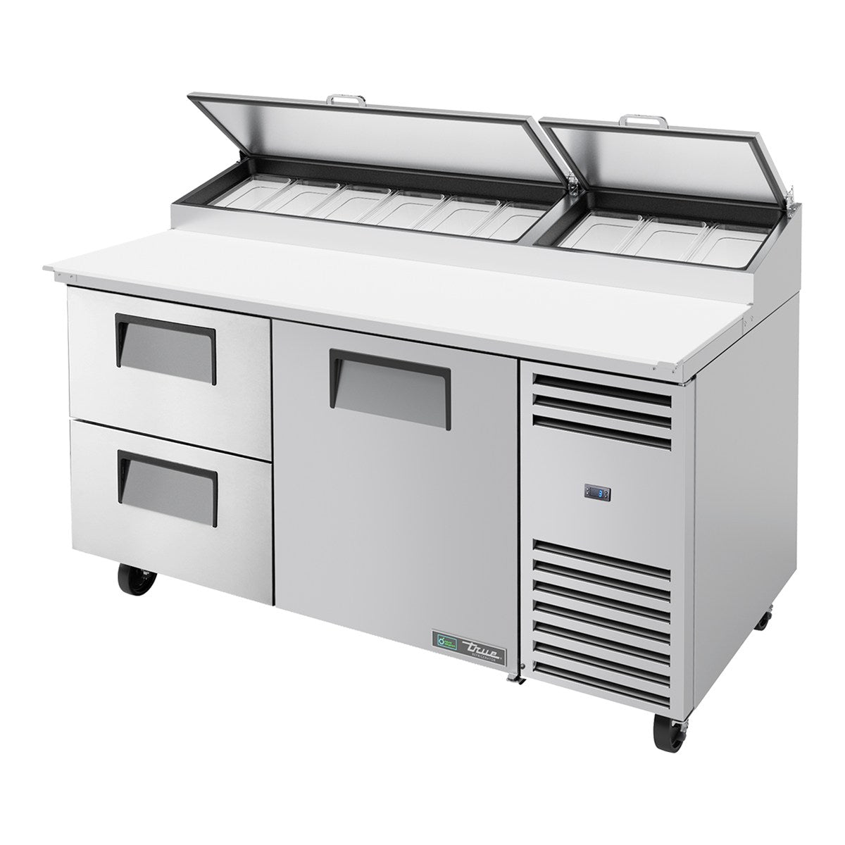 True TPP-AT-67D-2-HC - 9 x 1/3 Pan Pizza Prep Fridge, 2 Drawer + 1 Door 1709mm