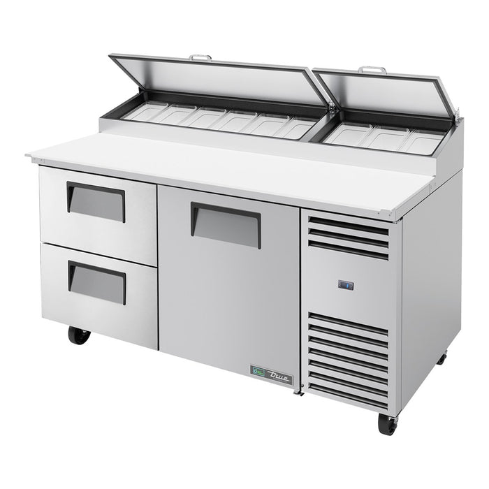True TPP-AT-67D-2-HC - 9 x 1/3 Pan Pizza Prep Fridge, 2 Drawer + 1 Door 1709mm
