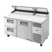 True TPP-AT-67D-2-HC - 9 x 1/3 Pan Pizza Prep Fridge, 2 Drawer + 1 Door 1709mm