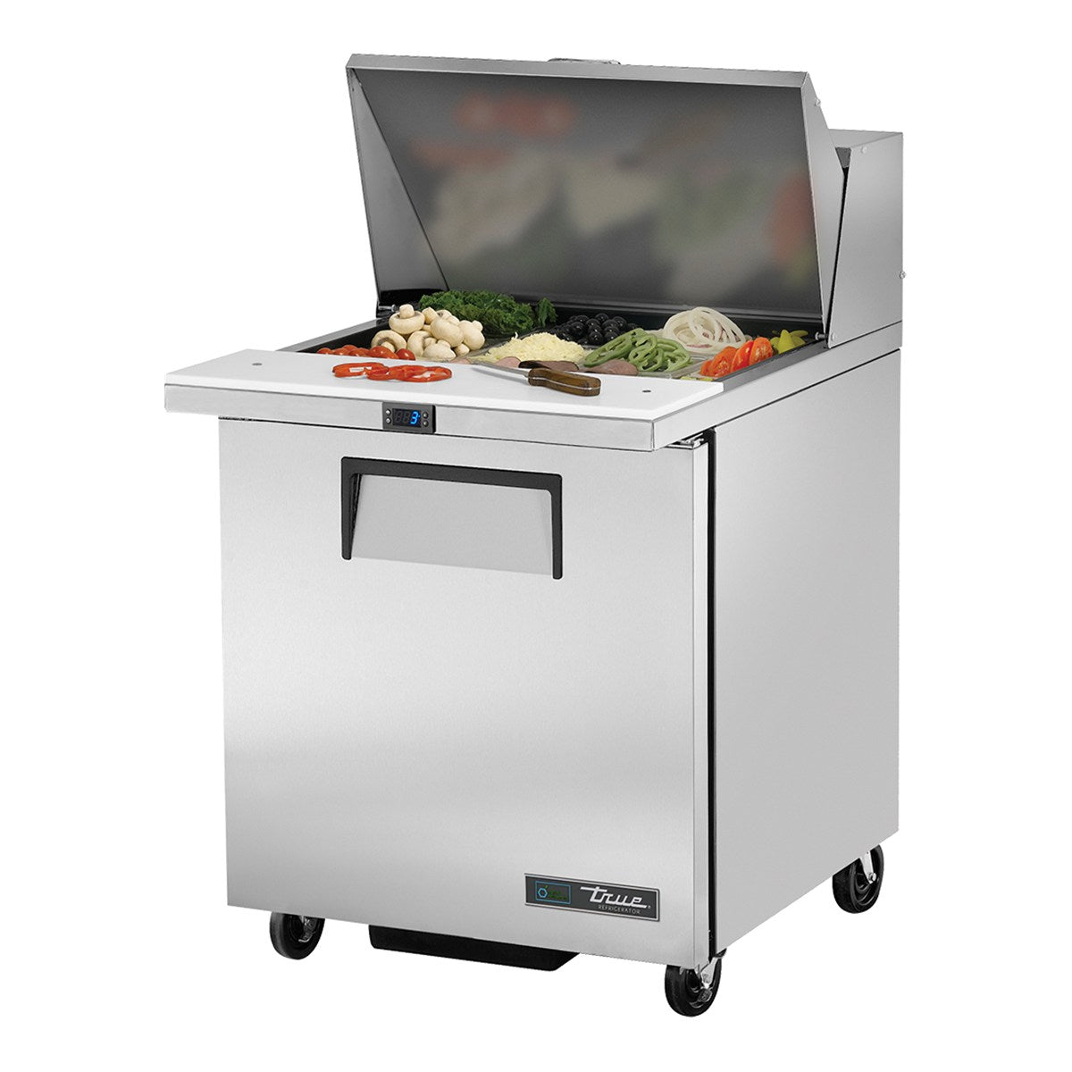 True TSSU-27-12M-C-HC - 12 x 1/6 Pan Mega Top Salad Prep Fridge, 1 Door 702mm