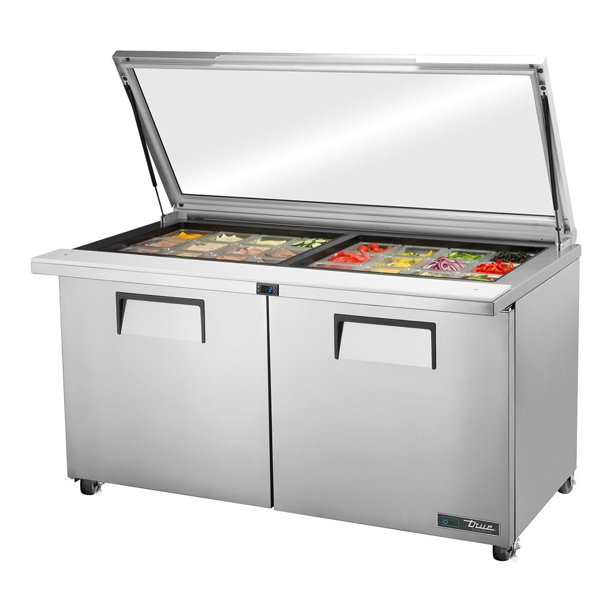 True TSSU-60-24M-B-ST-HC - 24 x 1/6 Pan Mega Top Salad Prep Fridge, 2 Door 1534mm