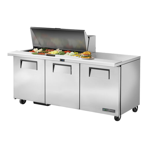 True TSSU-72-18M-B-HC - 18 x 1/6 Pan Mega Top Salad Prep Fridge, 3 Door 1839mm
