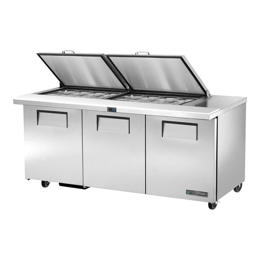 True TSSU-72-24M-B-ST-HC - 24 x 1/6 Pan Mega Top Salad Prep Fridge, 3 Door 1839mm