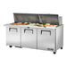 True TSSU-72-30M-B-ST-HC - 30 x 1/6 Pan Mega Top Salad Prep Fridge, 3 Door 1839mm