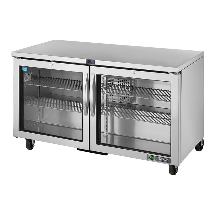 True TUC-60G-HC - 2 Glass Door Undercounter Fridge 1534mm 375L