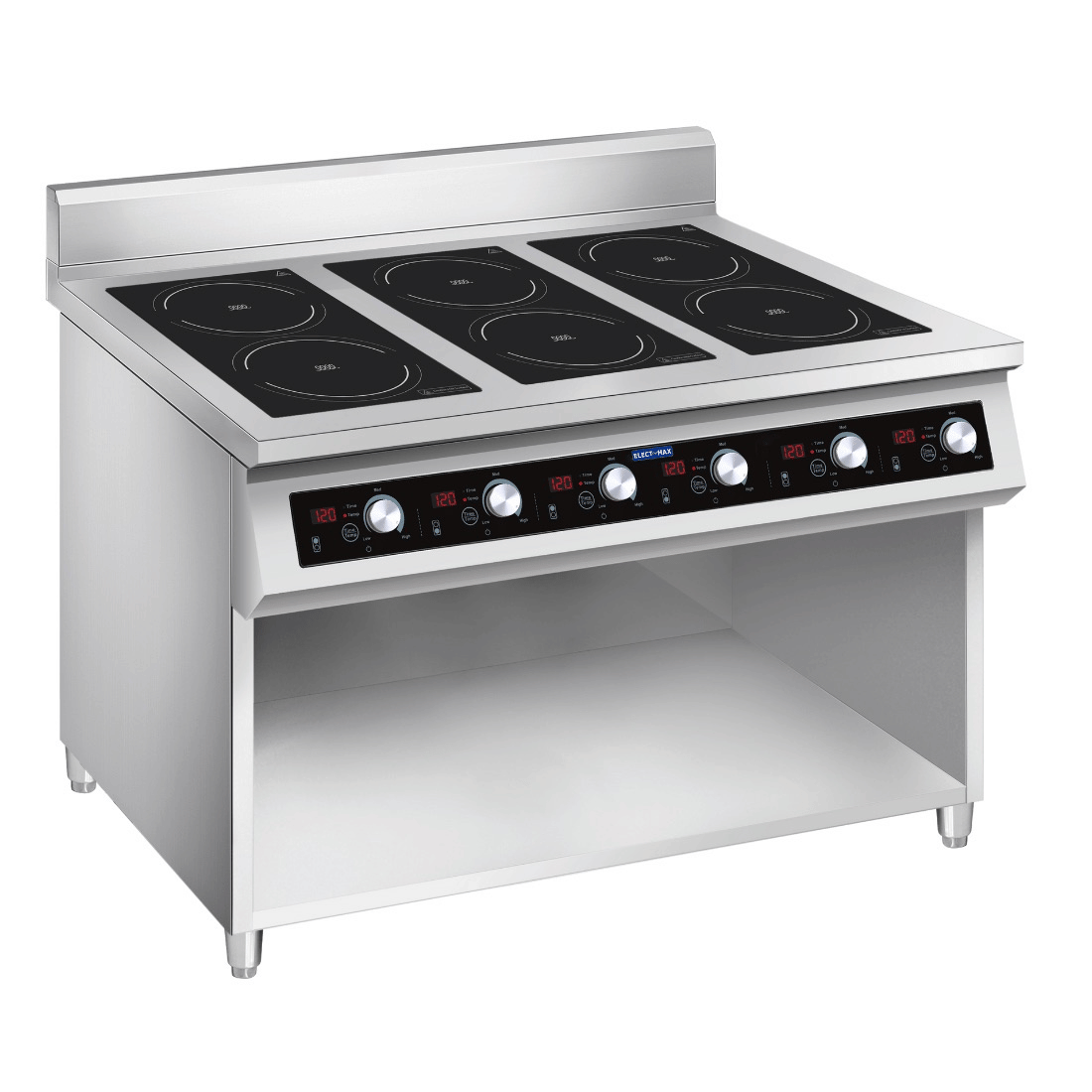 Electmax EIC9-1200P - 900 Series 6 Burner Induction Cooktop with Splashback on Stand