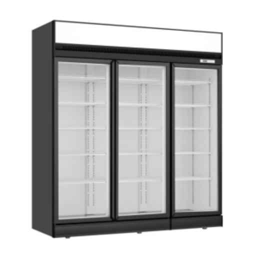 FED Thermaster LG-1563DF - Triple Glass Door Upright Display Freezer Black 1563L