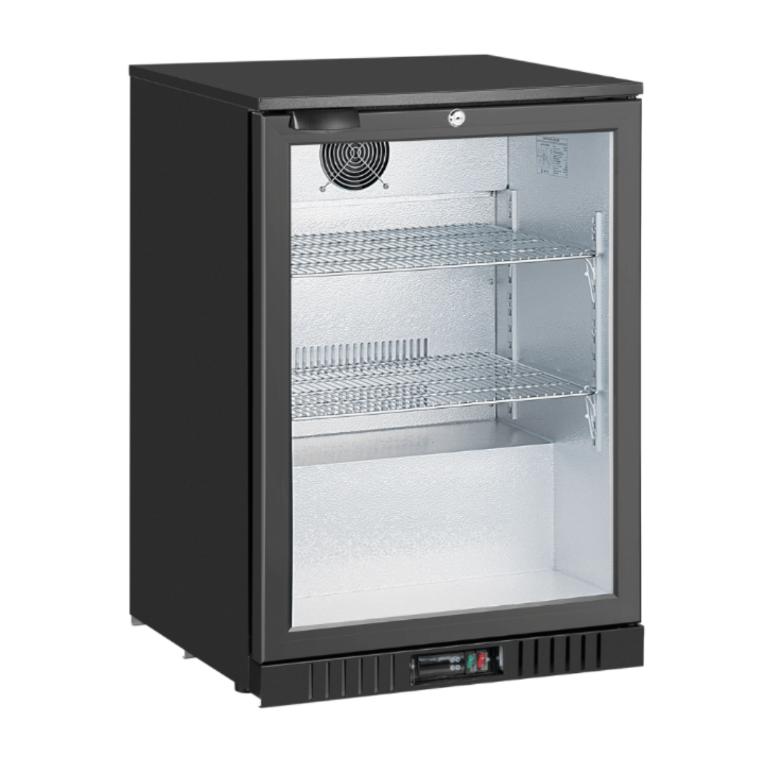 FED Thermaster LG-138TD - Single Heated Glass Door Bar Fridge Black 121L