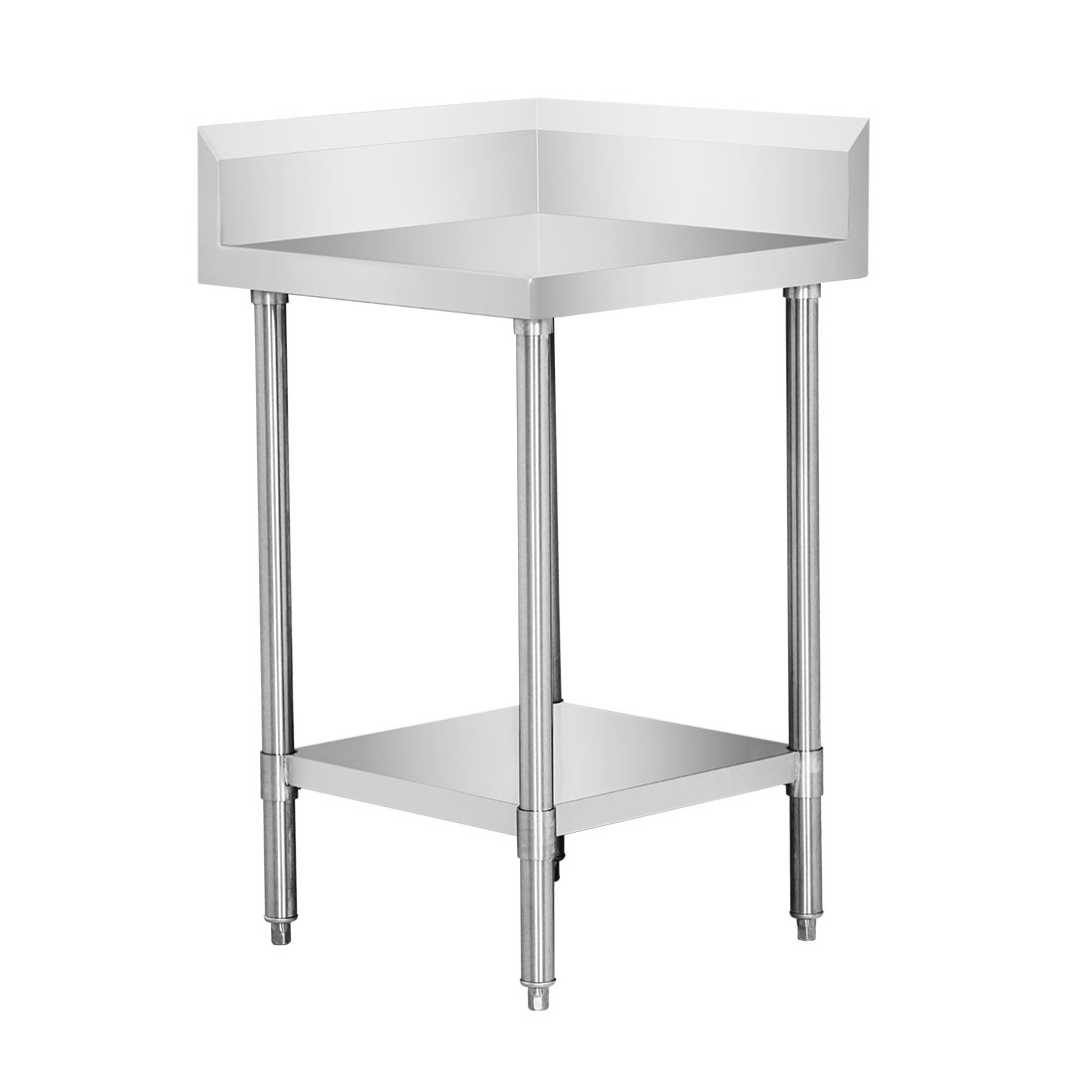 Modular Systems WBCB6-0600/A - Premium Stainless Steel Corner Workbench with Splashback 600 x 600mm