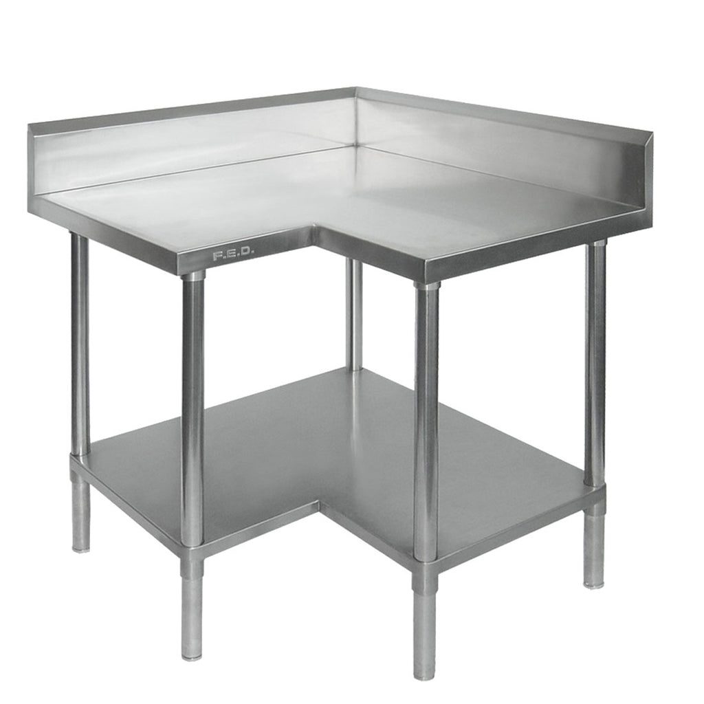 Modular Systems WBCB6-0900/A - Premium Stainless Steel Corner Workbench with Splashback 900 x 900mm