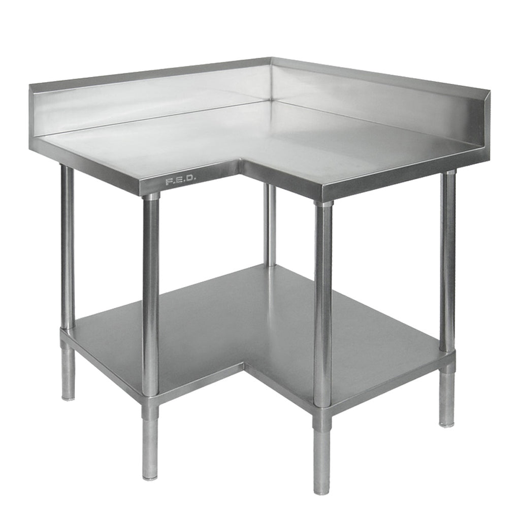 Modular Systems WBCB7-0900/A - Premium Stainless Steel Corner Workbench with Splashback 900 x 900mm