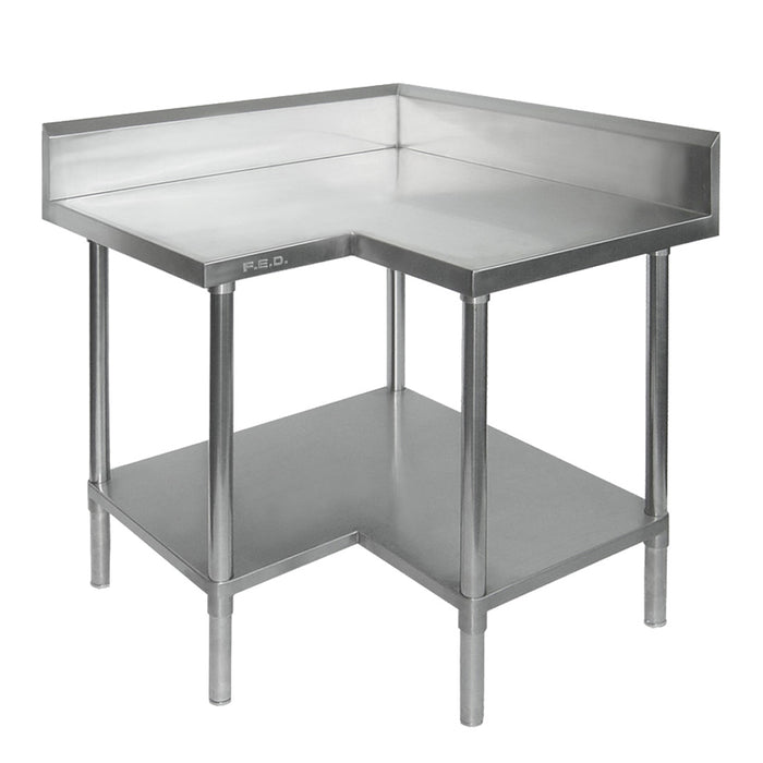 Modular Systems WBCB7-0900/A - Premium Stainless Steel Corner Workbench with Splashback 900 x 900mm