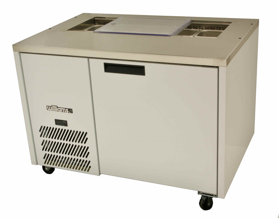 Williams Jade Sandwich HJ1SCBA - 1 Door White Colorbond Prep Counter Fridge With Blown Air Well 1152mm 250L