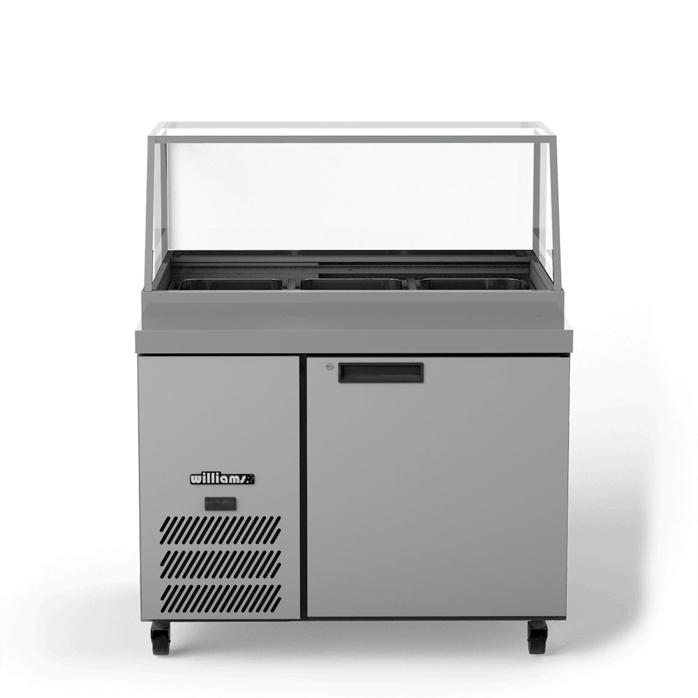Williams Banksia HSP3UBA - 1 Door White Colorbond Prep Counter Fridge With Flat Blown Air Well 1120mm 250L