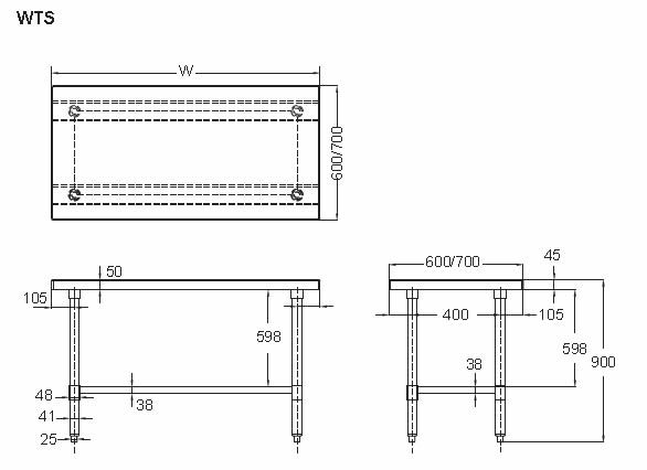 Simco WTS609 - Stainless Steel Flat Top Work Bench 900 x 600mm - image 2
