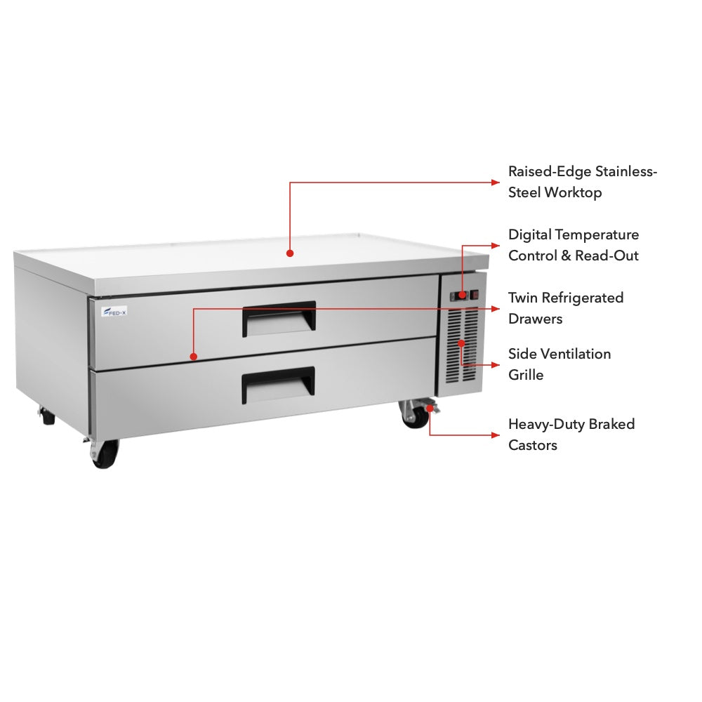 FED-X XCB-60 - Two Drawer Refrigerated Chef Base 1524mm 360L - image 3
