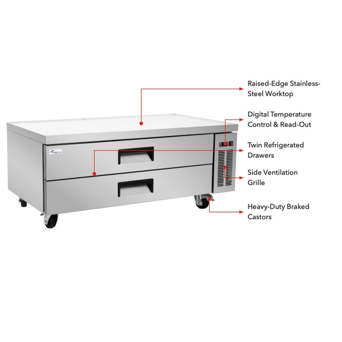 FED-X XCB-60 - Two Drawer Refrigerated Chef Base 1524mm 360L - image 3