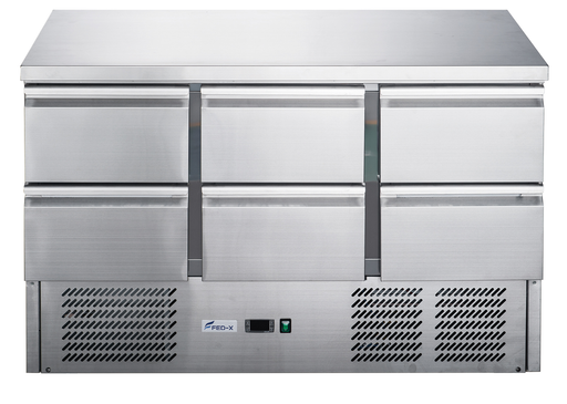 FED-X XGNS1300-6D - Six Drawer Compact Workbench Fridge 1368mm 368L