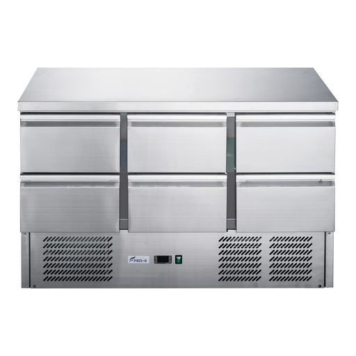 FED-X XGNS1300-6D - Six Drawer Compact Workbench Fridge 1368mm 368L